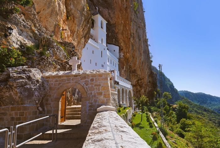 The Ostrog church carved into the mountain